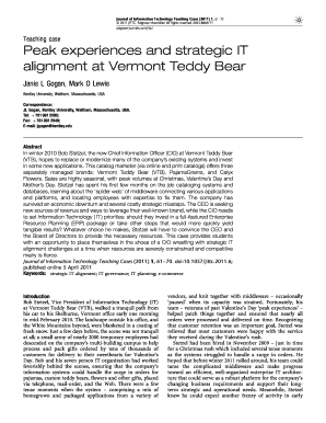 Peak Experiences and Strategic it Alignment at Vermont Teddy Bear  Form