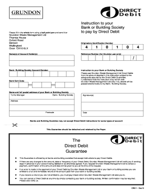 Blank Direct Debit Mandate  Form