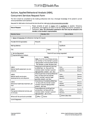 Tufts Aba Request Form