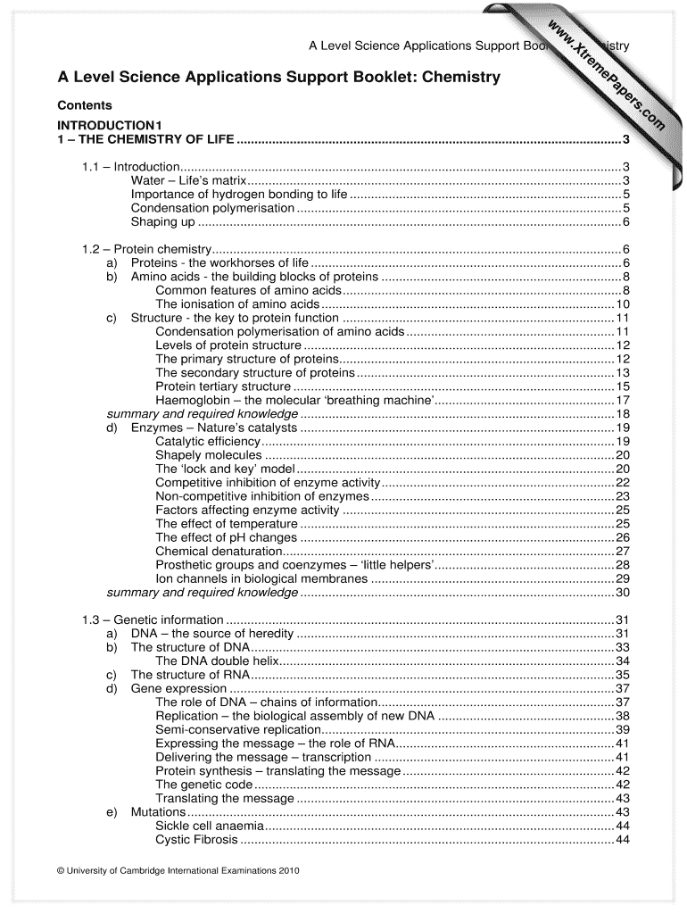 9701 Chemistry Applications Booklet  Form