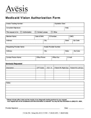 Avesis Prior Authorization Form