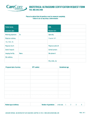 OBSTETRICAL ULTRASOUND CERTIFICATION REQUEST FORM