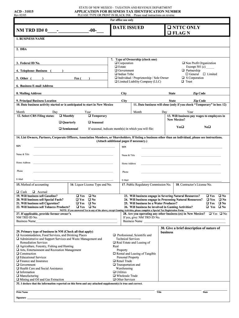  ACD 31015 STATE of NEW MEXICO TAXATION and RE  Intuit 2005