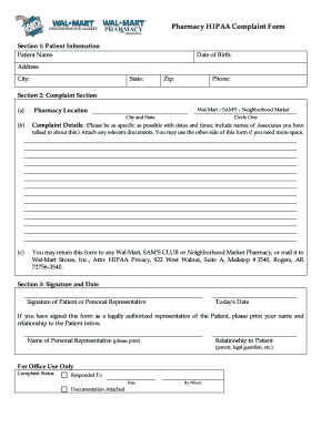 Walmart Pharmacy Complaint Form