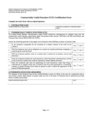 Commercially Useful Function CUF Certification Form BidSync Com