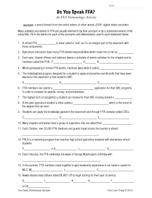 The Secret is Out Ffa Worksheet Answer Key  Form