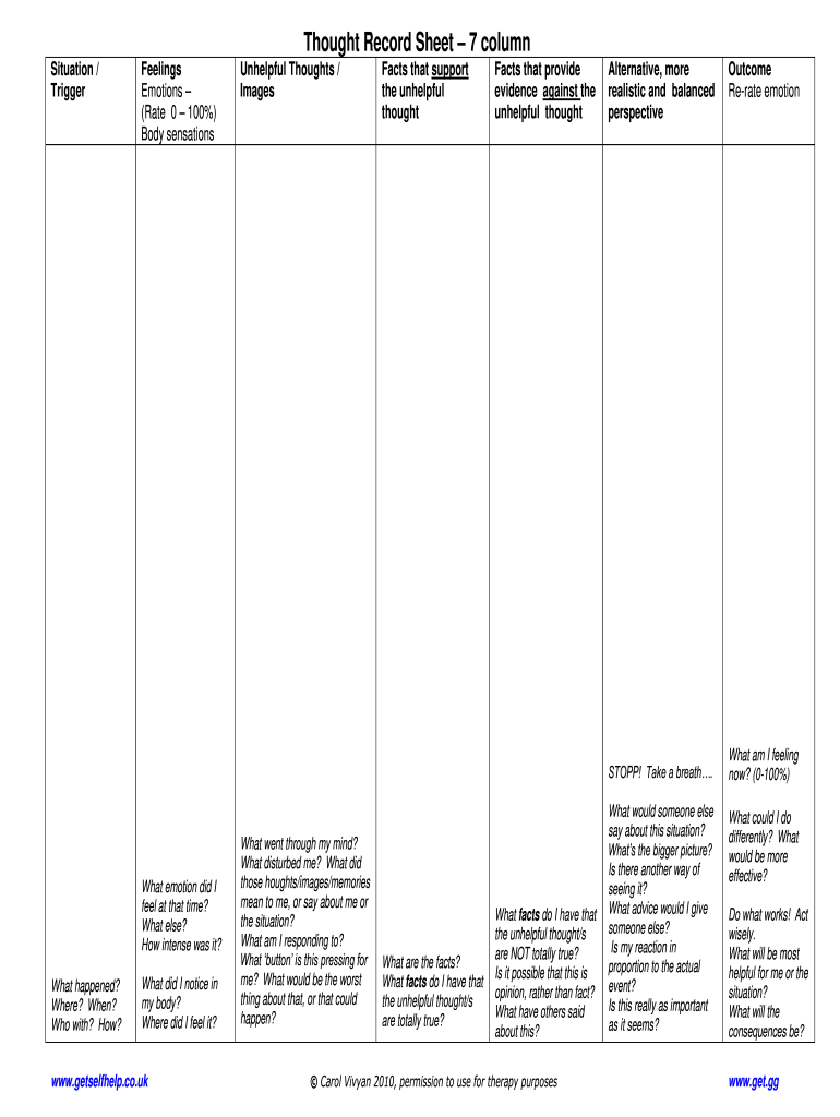 Thought Record  Form