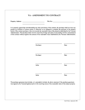 VA Amendment to Contract  Form