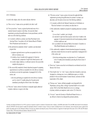 Rural Health Clinic Survey Report Form