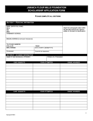 Jamaica Flour Mills Foundation  Form