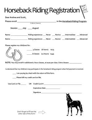 Horse Riding Lesson Waiver Template  Form