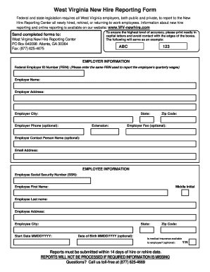 Wv New Hire  Form