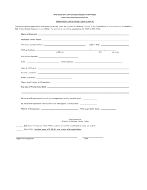 Bastrop County Temp Food Permit  Form