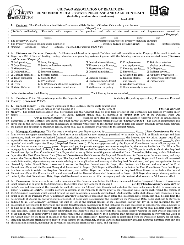  Chicago Association of Realtors Condominium Real Estate Purchase 2008