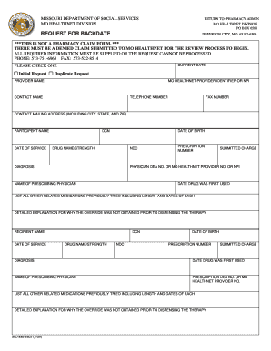 Mo Social Services Request for Backdate Mo 886 4405  Form
