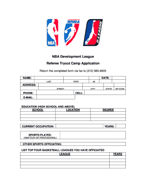 Nba Application Form