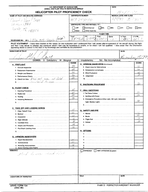 Pilot Proficiency Check Form