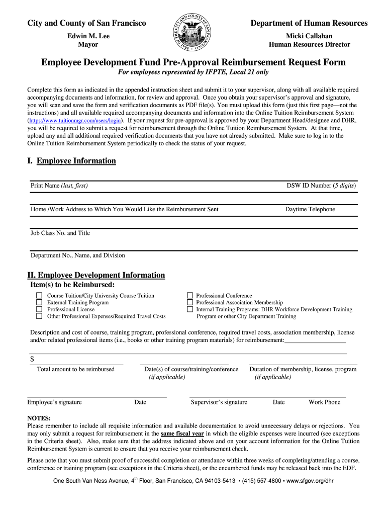 Application for School Reimbursement  Form
