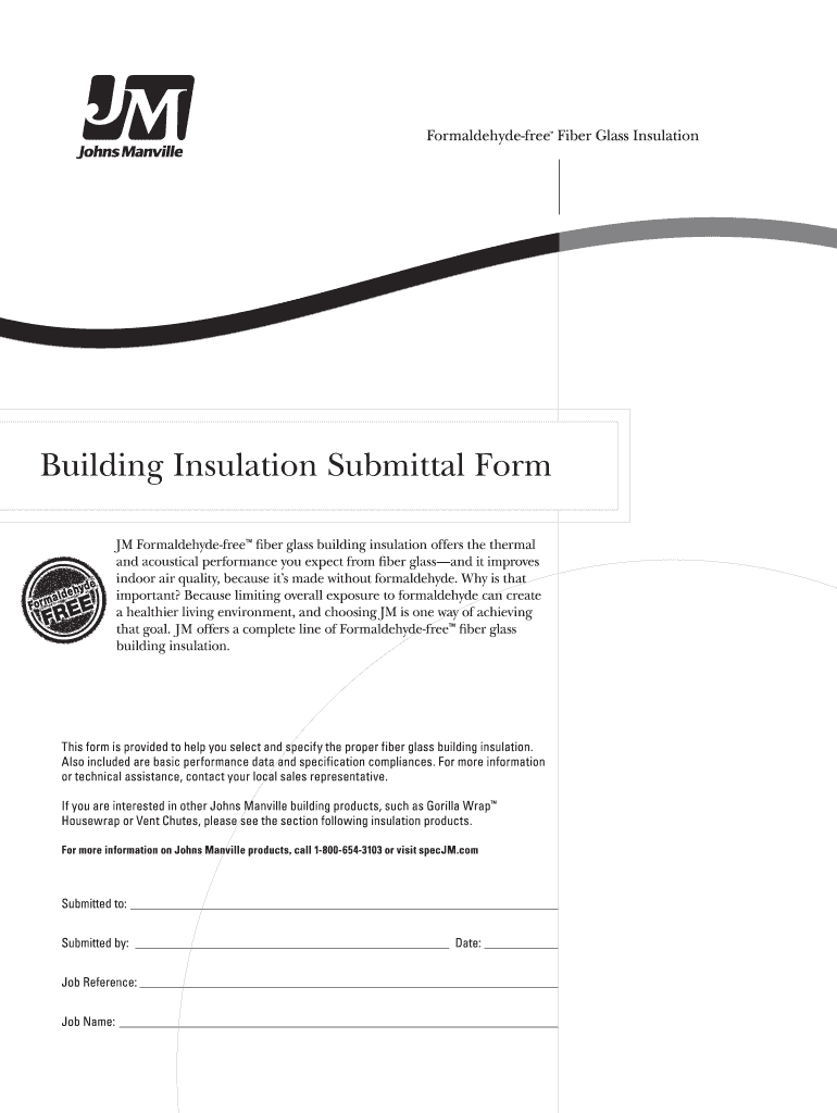 Johns Manville Insulation Submittal  Form