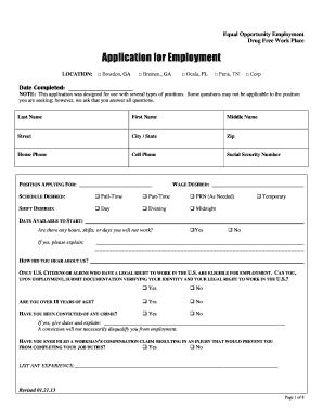 Application for Employment Memory Lane Assisted Living  Form