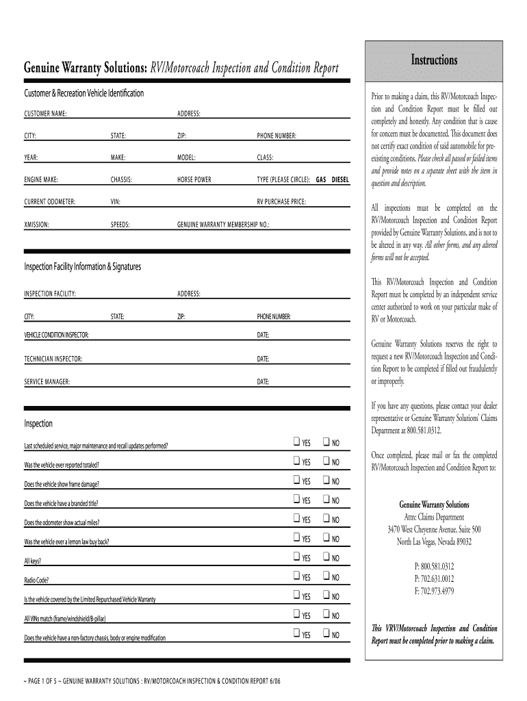  Rv Inspection Form Rv Inspection Template 2006-2024