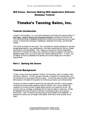 Timeka Tanning Salon Case Solution Form