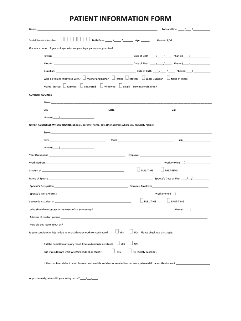 PATIENT INFORMATION FORM