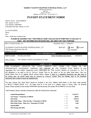 Payoff Statement  Form