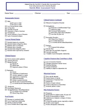 Suicide Risk Assessment Form