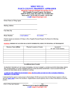  Pasco County Tangible Tax Form 2015-2024