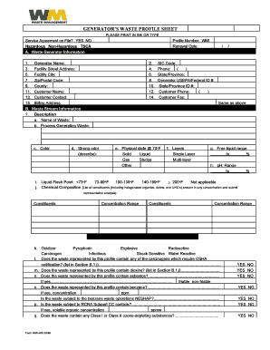 Waste Profile Sheet  Form