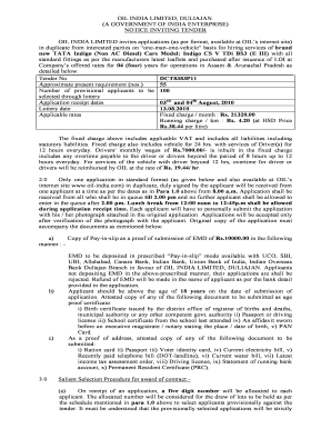 Oil Tender  Form