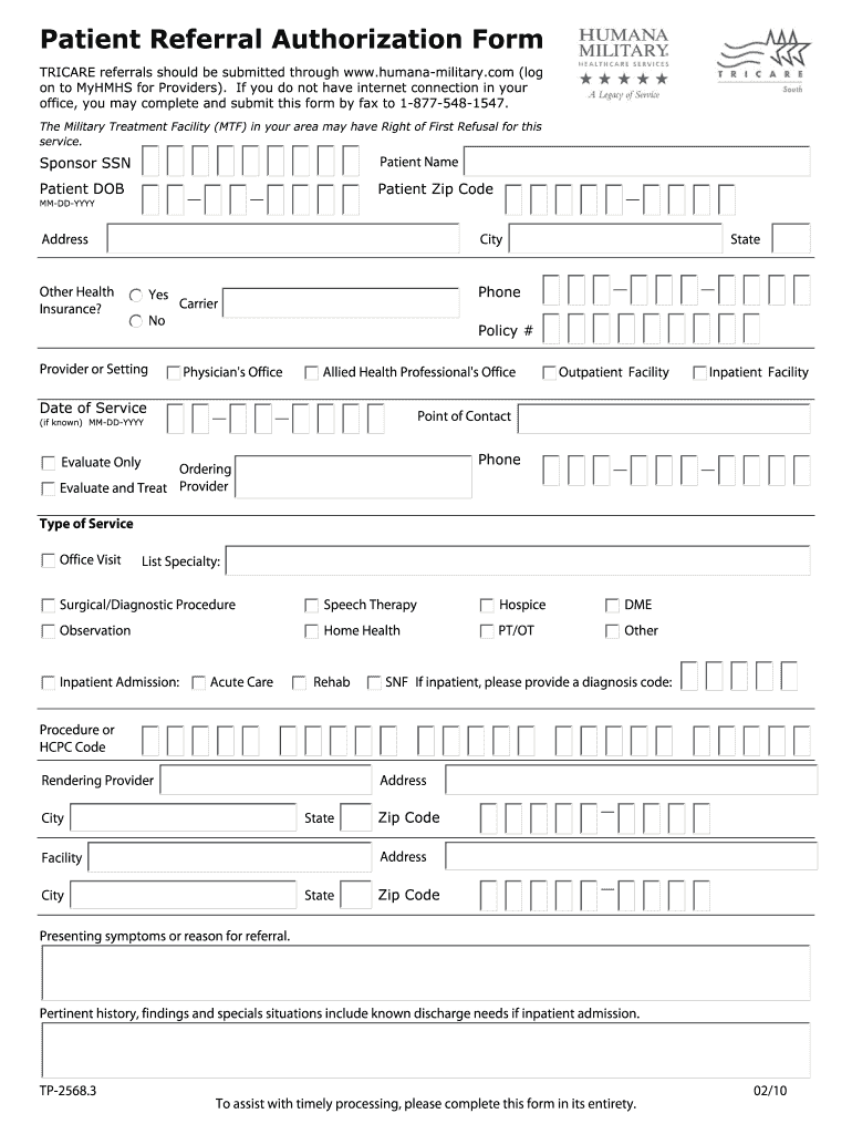  Humana Patient Referral Authorization Form PDF 2018