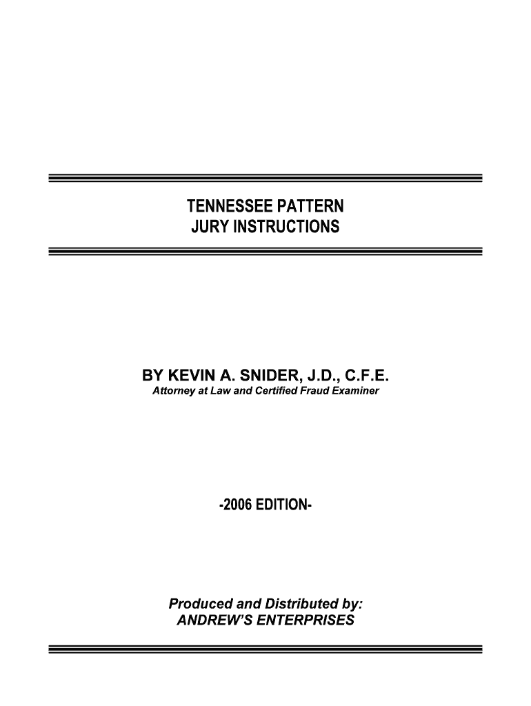 Tennessee Pattern Jury Instructions  Form