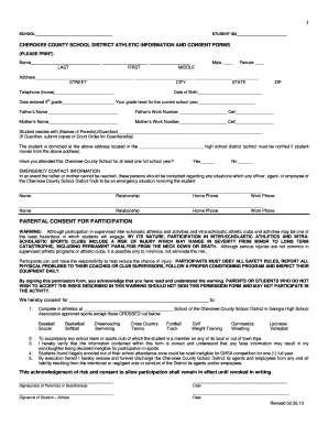 Physical Form Cherokee County Schools