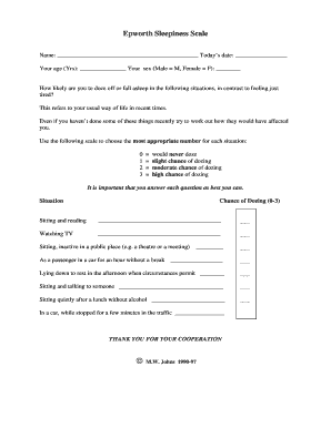 Epworth Sleepiness Scale PDF  Form