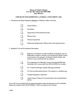  Catholic Annulment Forms 1996-2024