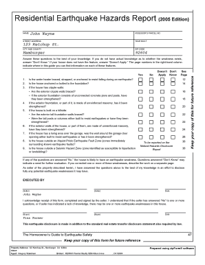 Earthquake Booklet Receipt  Form