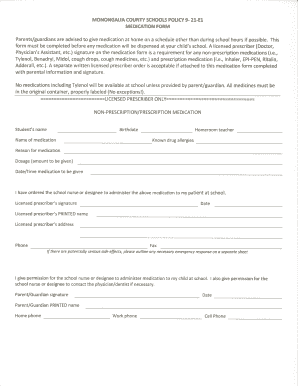 Monongalia County Schools Medication Form WVU Healthcare