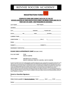 Football Academy Registration Form Template