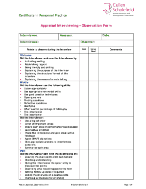 Interview Observation Checklist  Form