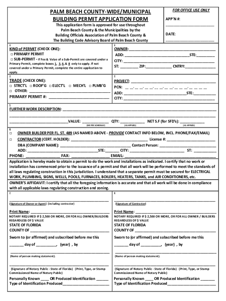 Get and Sign Palm Beach County Permit Application  Form