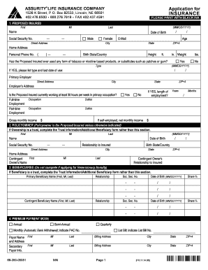 Minnesota Application for Graded Benefit Disability Income Insurance  Form