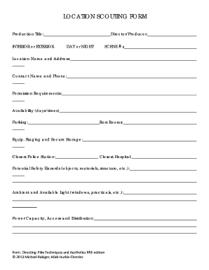 Location Scouting Template  Form