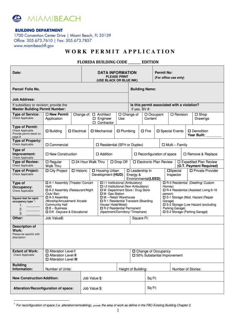  CITY of MIAMI BEACH Application Forms  Building Permits Miami 2012