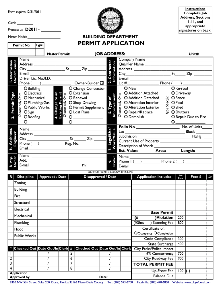  Building Department Form 2011
