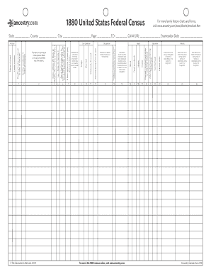 1880 United States Federal Census Form