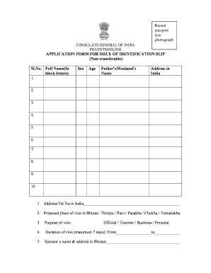 How to Fill Identity Slip  Form