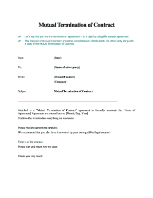 Mutual Termination  Form