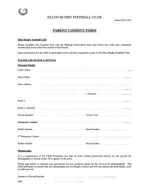 Consent Form for Football